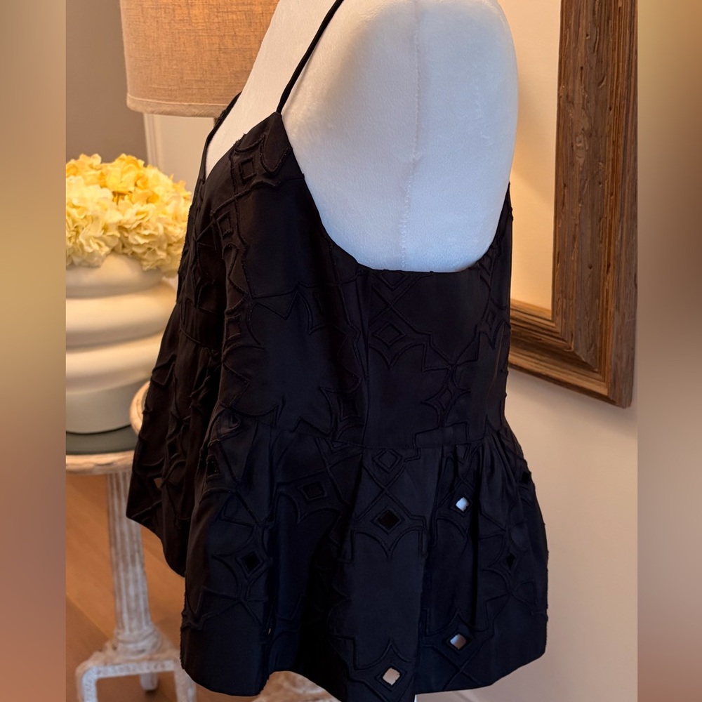 Tibi Black Camisole with Geometric Lace - Picture 4 of 9
